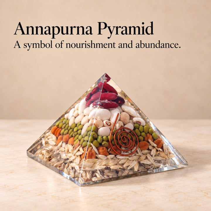 Annapurna Vastu Crystal Pyramid with Navdanya | Home decor for Food &amp; Family Abundance