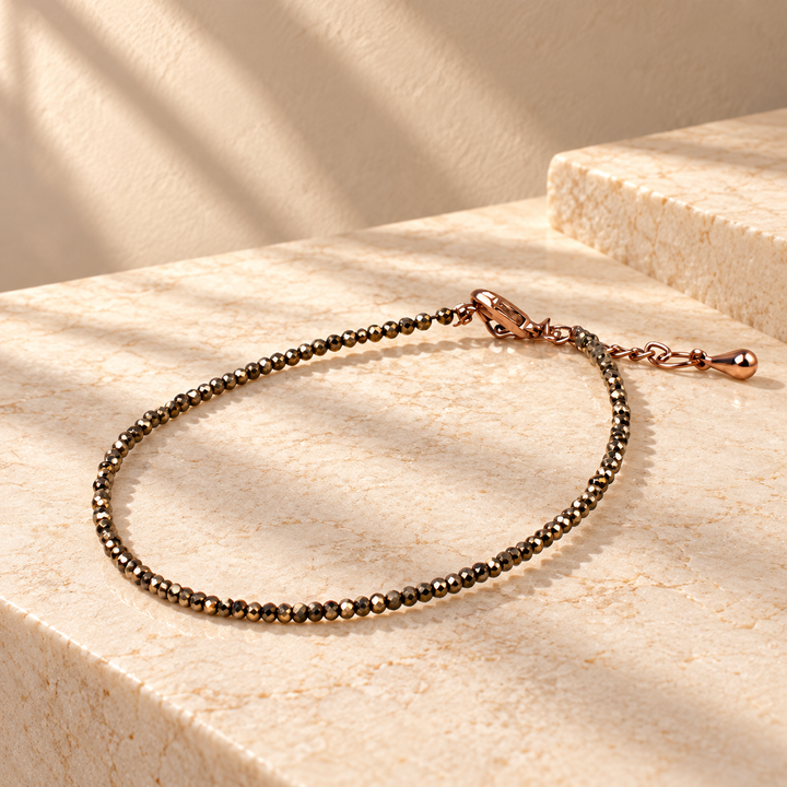 Raw Pyrite Anklet for Women | Natural Money Magnet Crystal Payal for Wealth