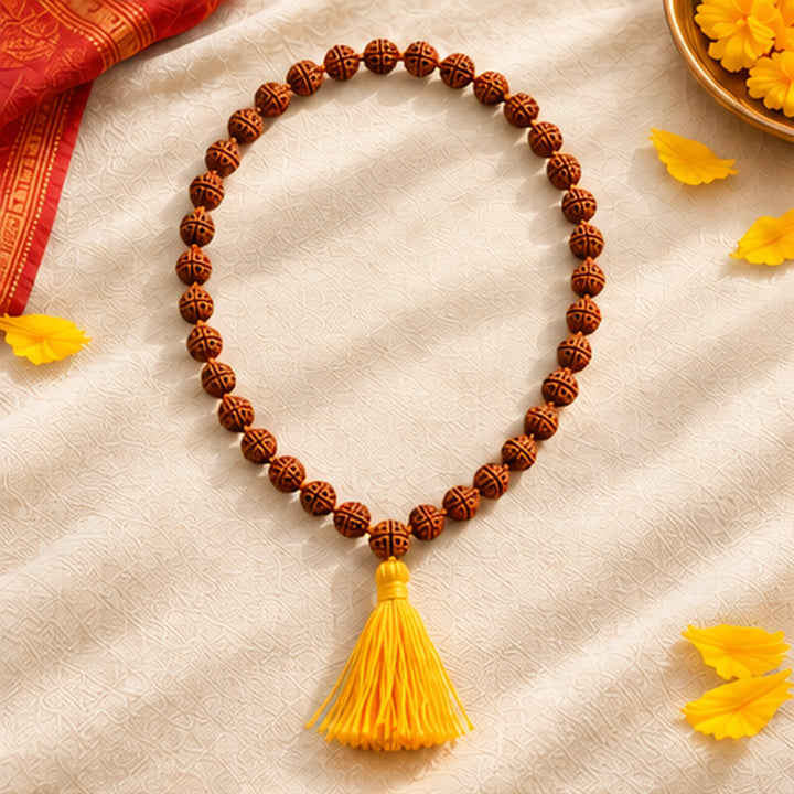 Paanch Mukhi Rudraksha Jap Mala for Prayer &amp; Meditation | 54 Beads Necklace