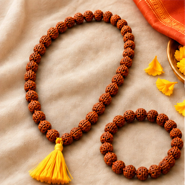 Rudraksha mala &amp; bracelet set