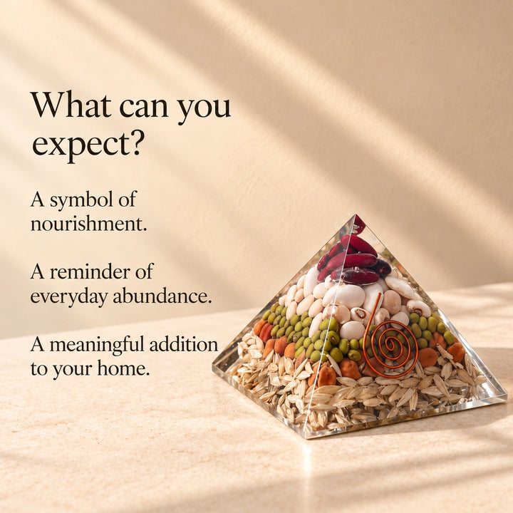 Annapurna Vastu Crystal Pyramid with Navdanya | Home decor for Food &amp; Family Abundance