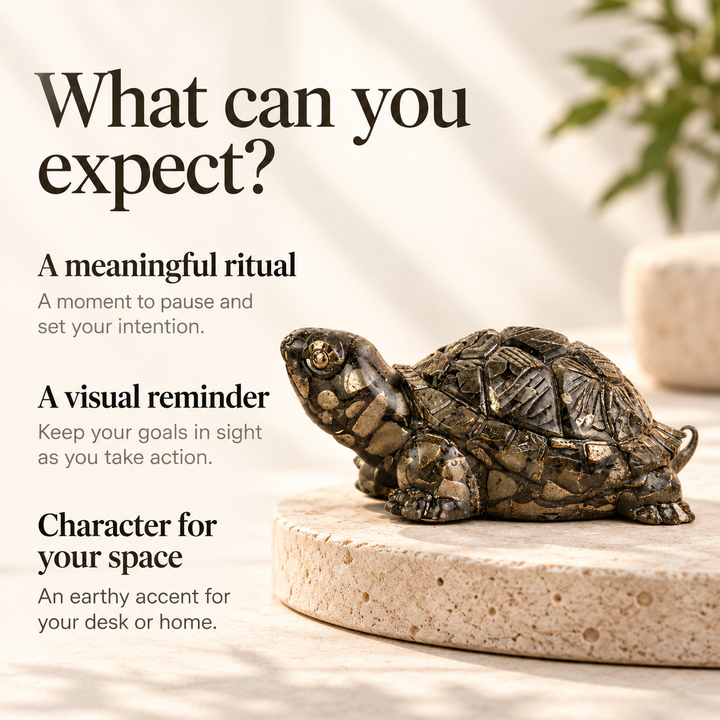 Pyrite Stone Tortoise Showpiece for Home &amp; Office Decor | Prosperity, Stability &amp; Abundance Symbol