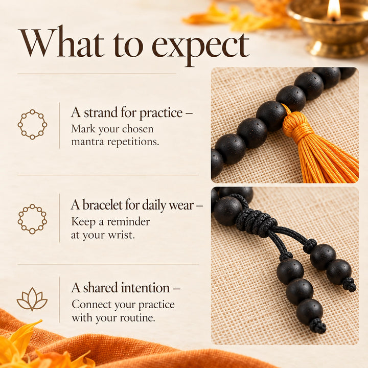 Karungali mala &amp; plain bracelet set