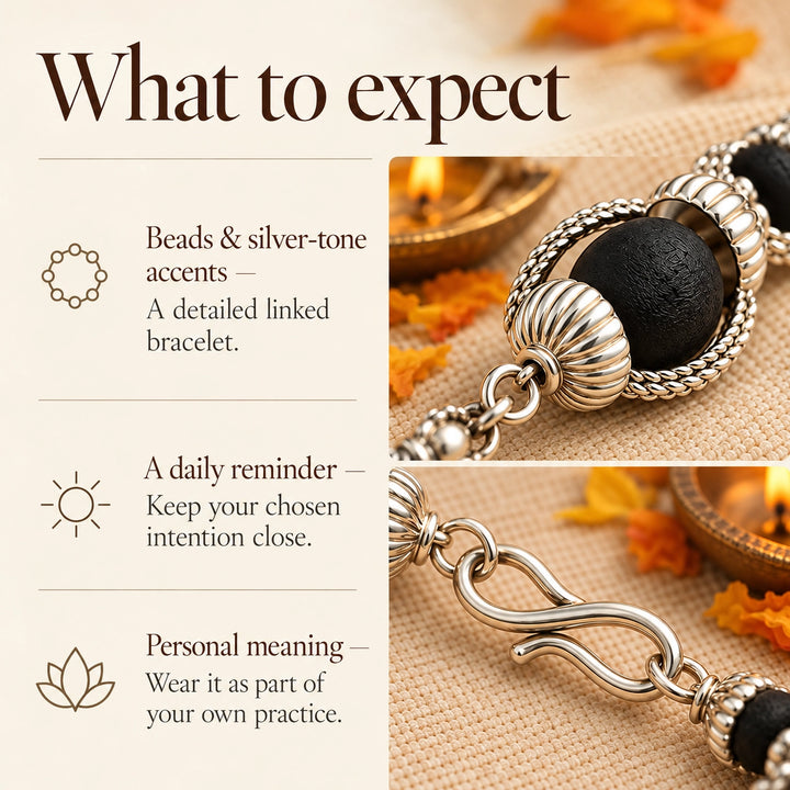 Original Karungali Bracelet | Ebony Wood Beads, Silver Caps | Lab Certified
