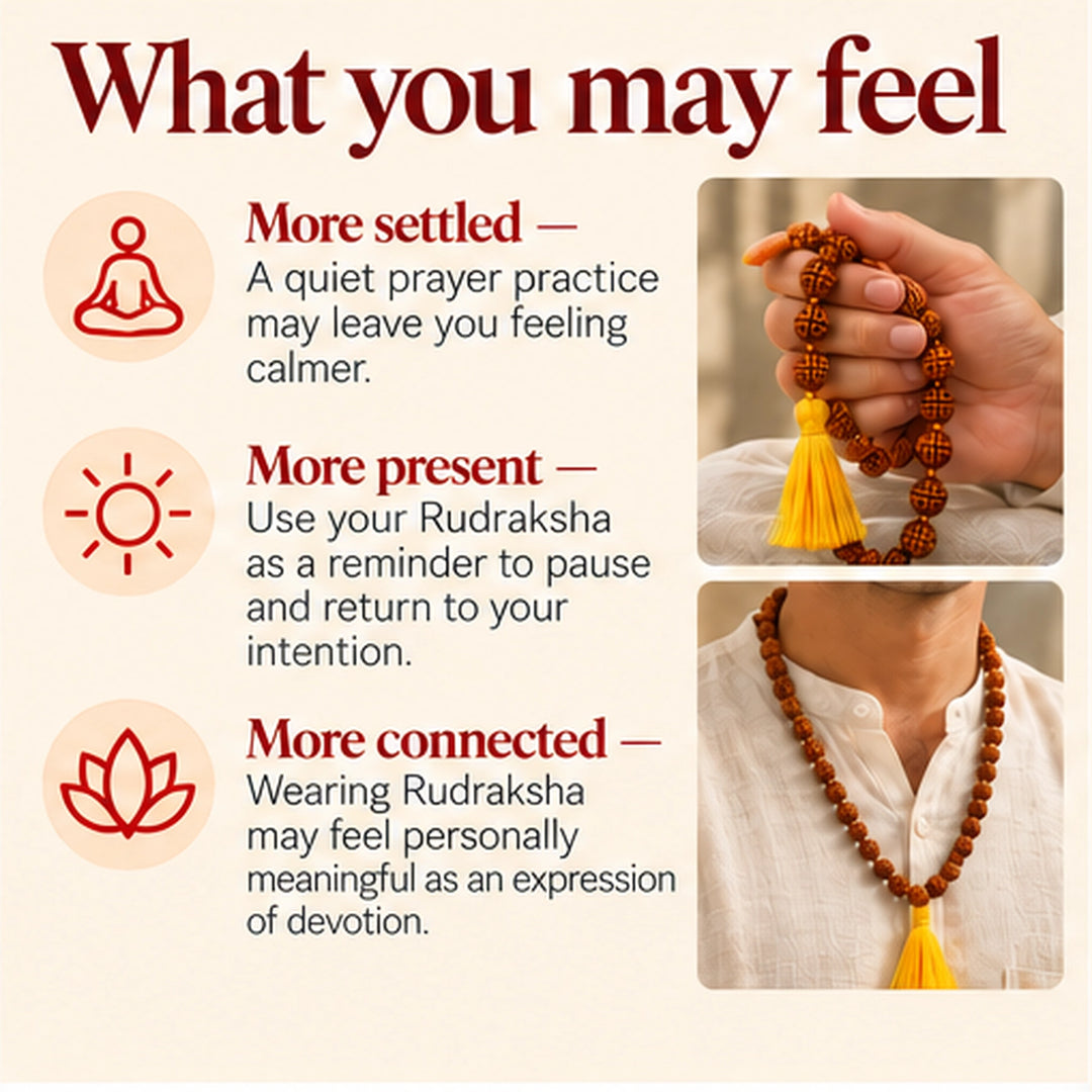 Paanch Mukhi Rudraksha Jap Mala for Prayer &amp; Meditation | 54 Beads Necklace