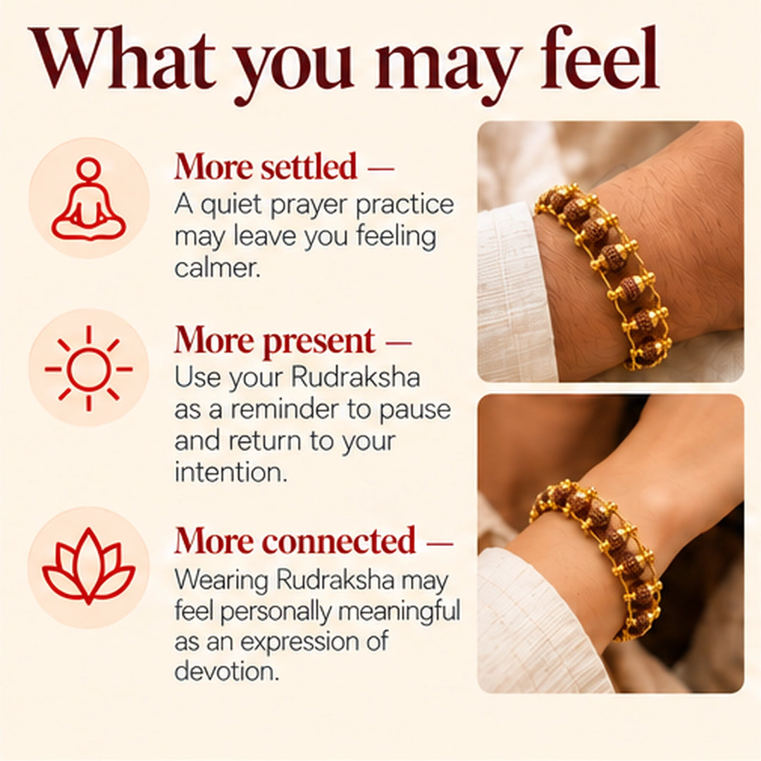 Shiva-Inspired Rudraksha Beads Bracelet With Gold Capping