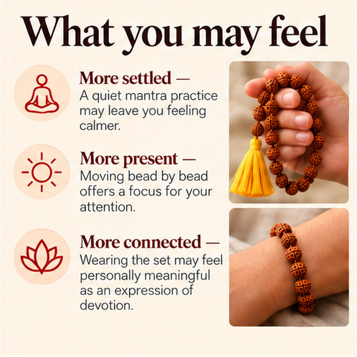 Rudraksha mala &amp; bracelet set