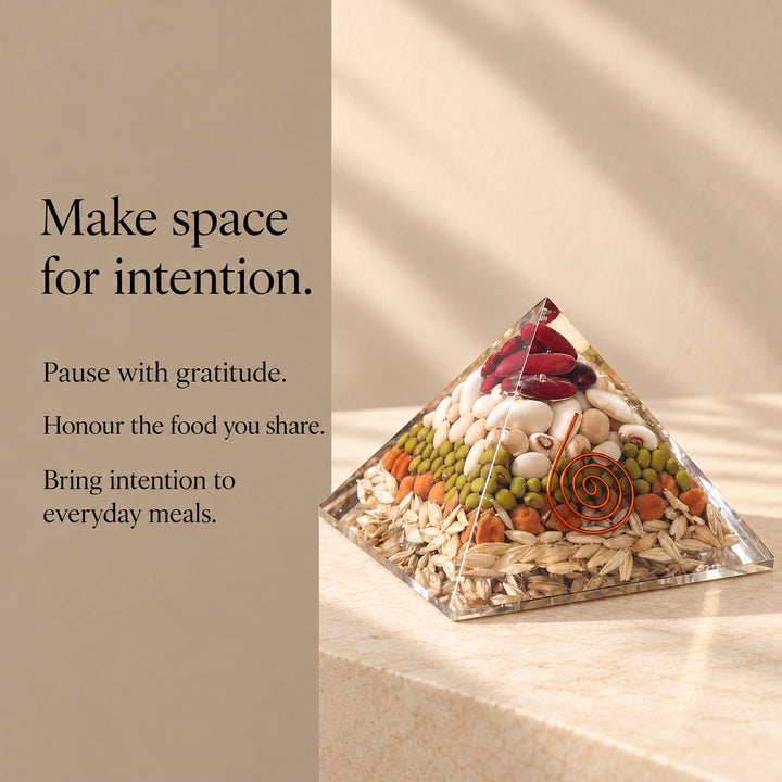 Annapurna Vastu Crystal Pyramid with Navdanya | Home decor for Food &amp; Family Abundance