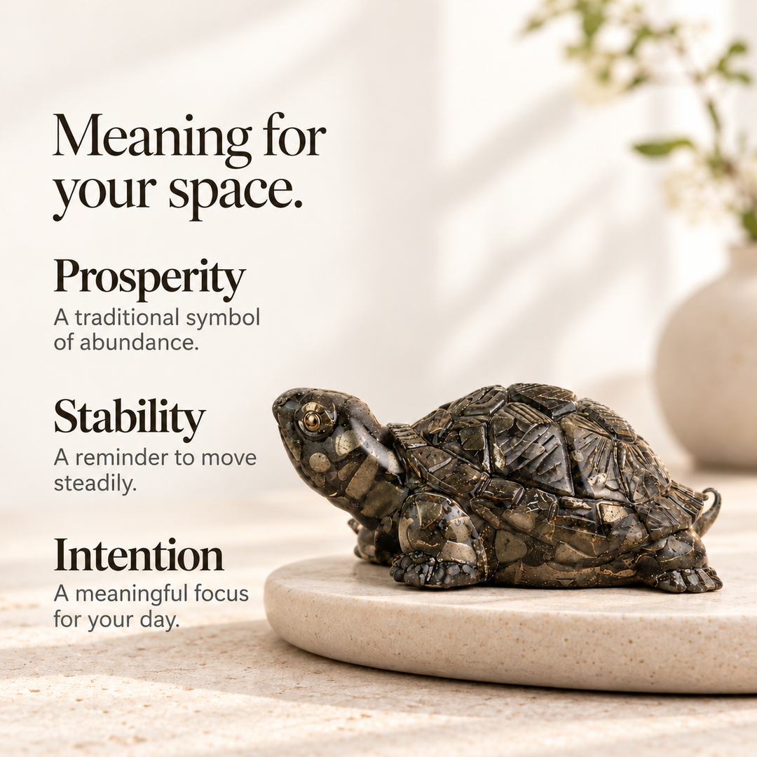 Pyrite Stone Tortoise Showpiece for Home &amp; Office Decor | Prosperity, Stability &amp; Abundance Symbol