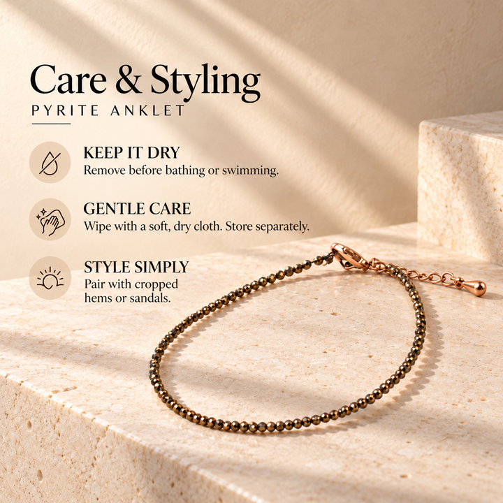 Raw Pyrite Anklet for Women | Natural Money Magnet Crystal Payal for Wealth