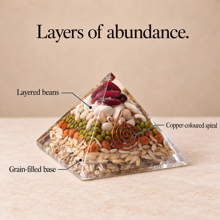 Annapurna Vastu Crystal Pyramid with Navdanya | Home decor for Food &amp; Family Abundance