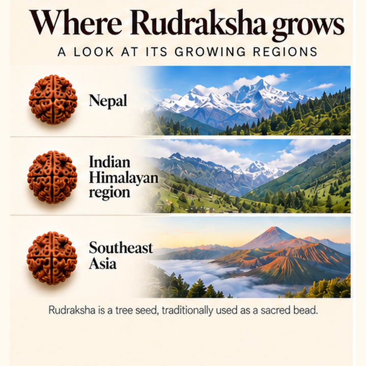 Rudraksha Necklace with Gold Caps &amp; Trishul Pendant