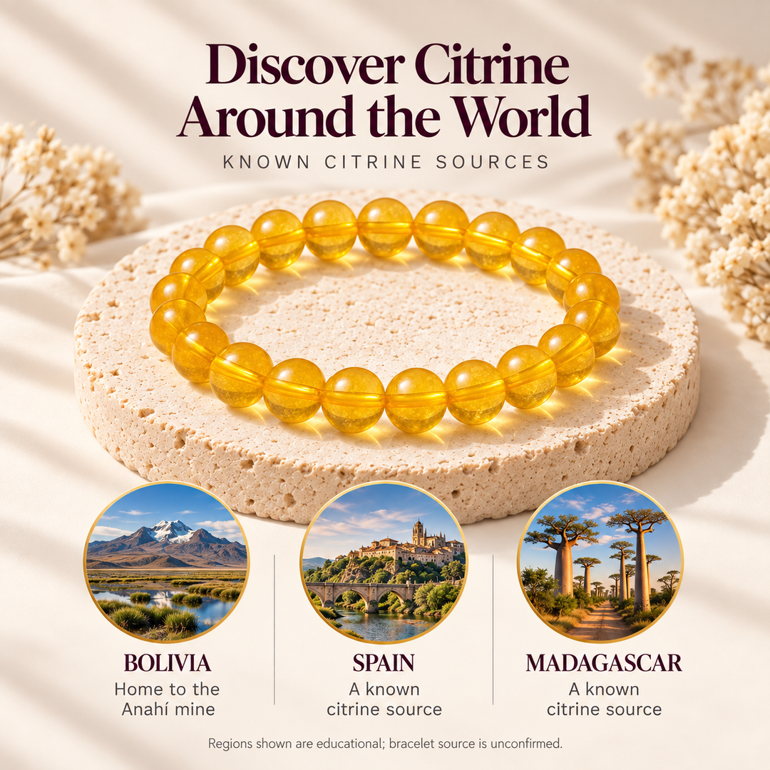 Natural Citrine Crystal Bracelet | Lab Certified