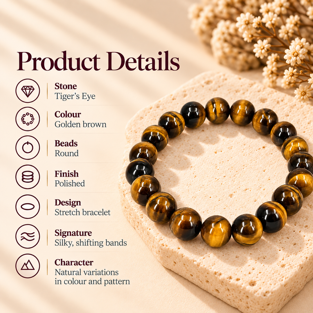 Natural Tiger Eye Crystal Bracelet | Lab Certified