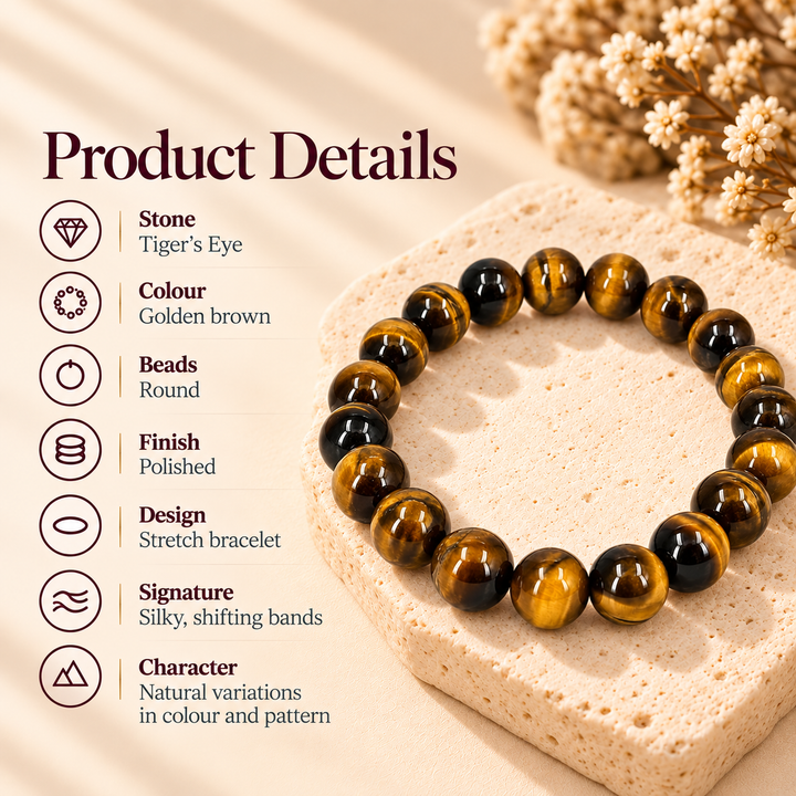 Natural Tiger Eye Crystal Bracelet | Lab Certified