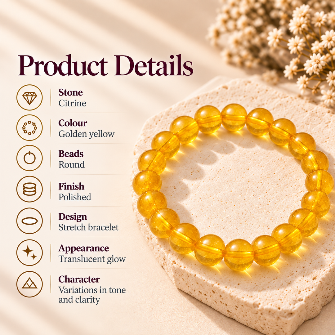 Natural Citrine Crystal Bracelet | Lab Certified
