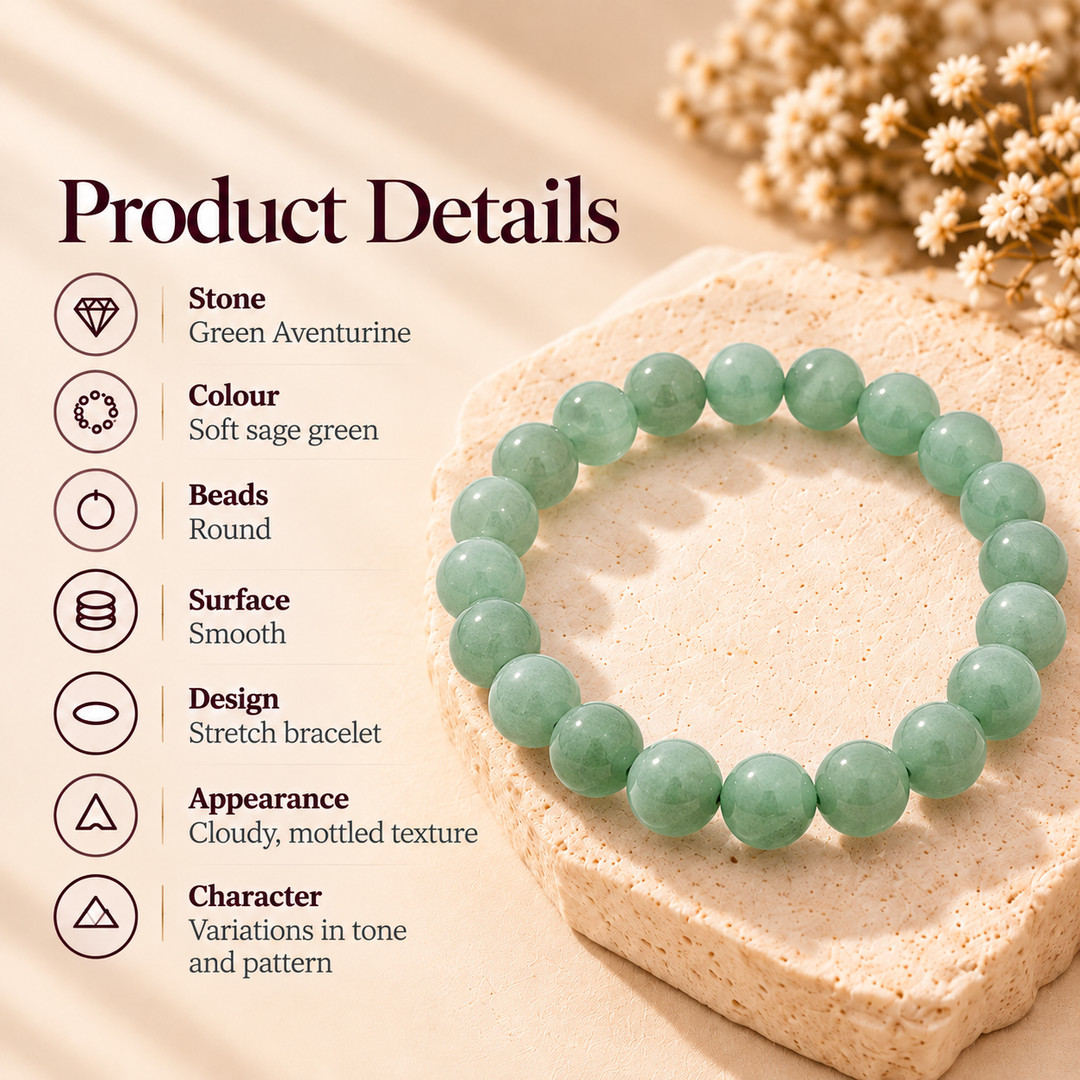 Natural Green Aventurine Crystal Bracelet | Lab Certified