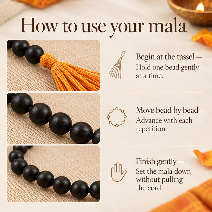 Original Karungali 108 Mala for Jap | Lab Tested, Black Ebony Wood