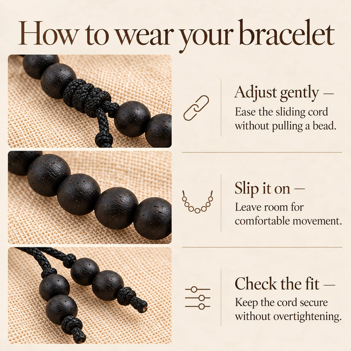 Original Karungali Bracelet | Lab Certified Black Ebony Wood Beads
