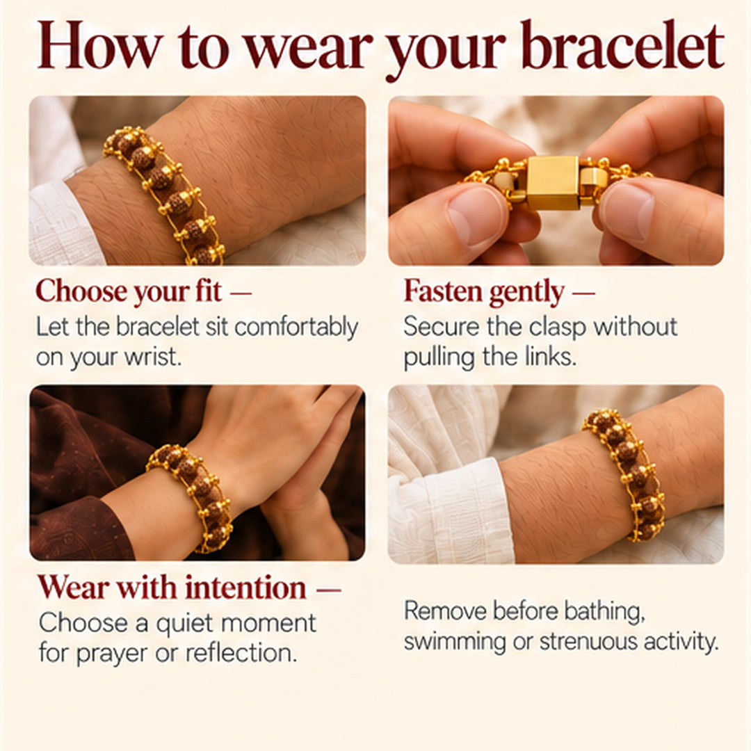 Shiva-Inspired Rudraksha Beads Bracelet With Gold Capping