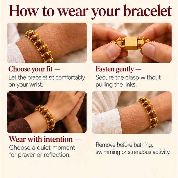 Shiva-Inspired Rudraksha Beads Bracelet With Gold Capping