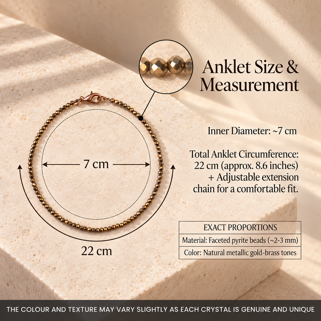 Raw Pyrite Anklet for Women | Natural Money Magnet Crystal Payal for Wealth