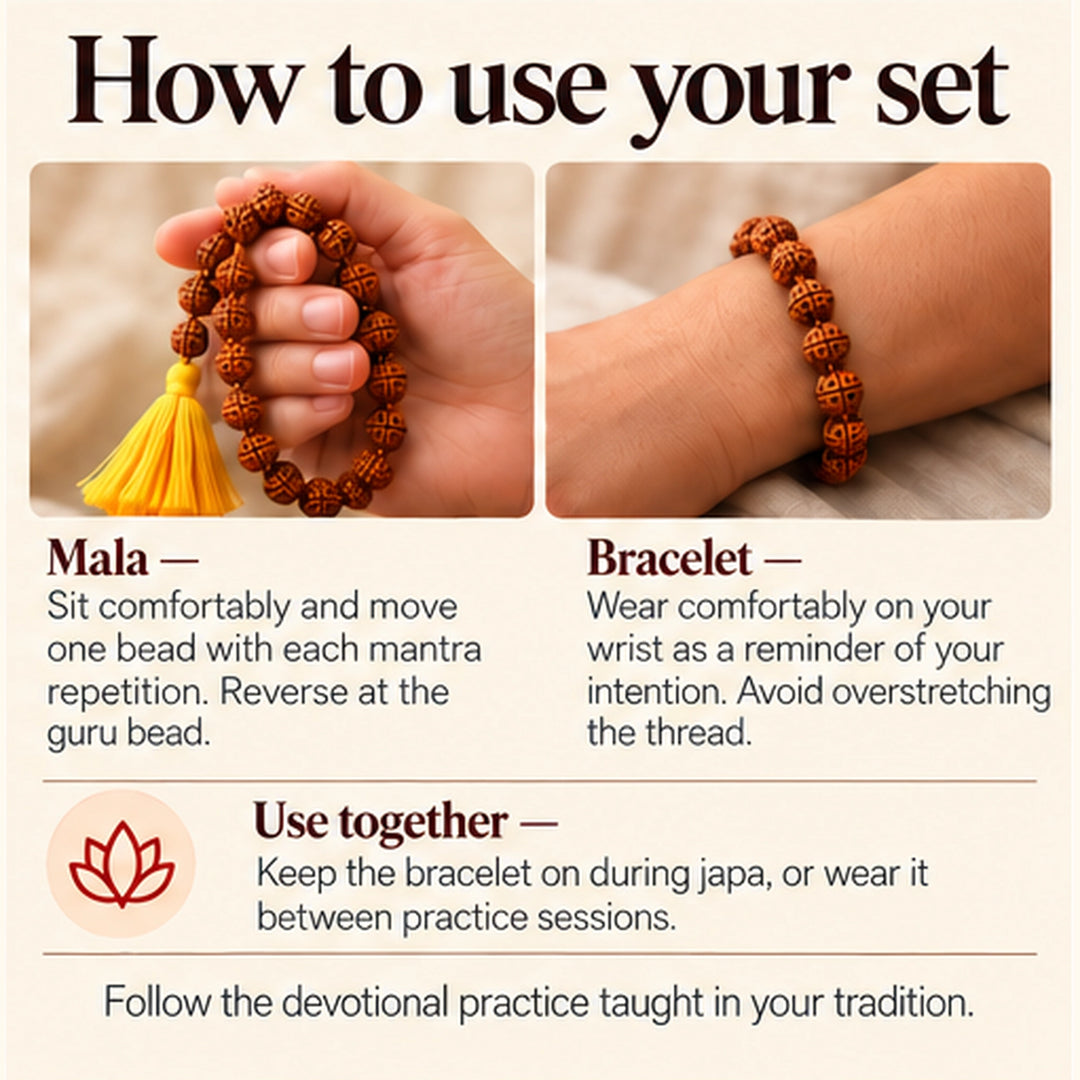 Rudraksha mala &amp; bracelet set