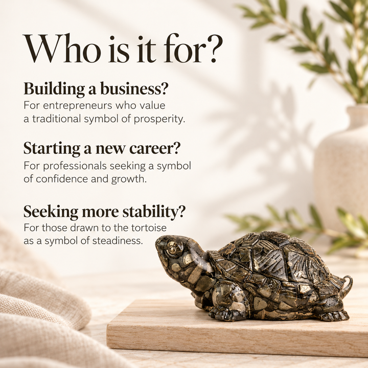Pyrite Stone Tortoise Showpiece for Home &amp; Office Decor | Prosperity, Stability &amp; Abundance Symbol