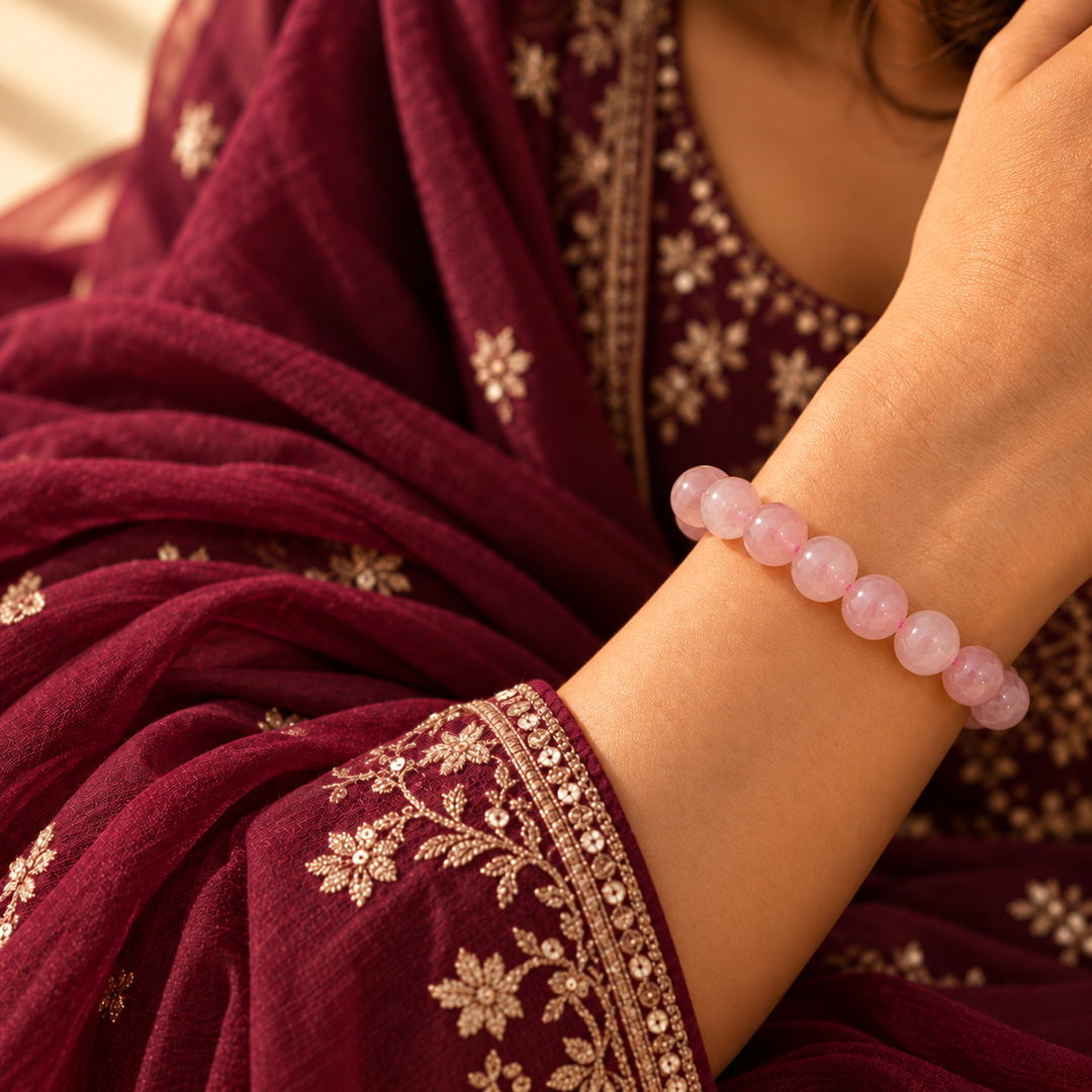 Rose Quartz Love Bracelet | Natural Crystal | Lab Certified