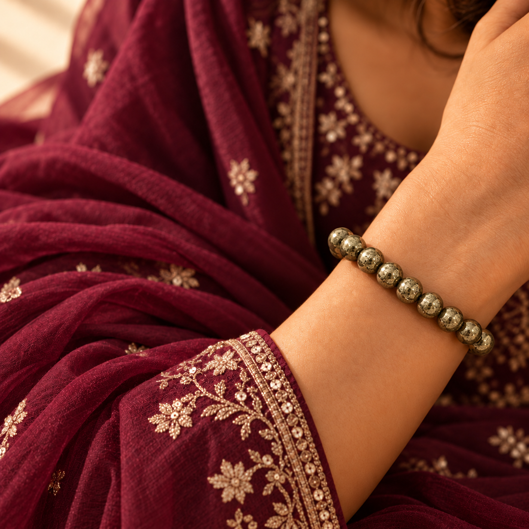 Pyrite Bracelet | Natural Money Magnet Crystal | Lab Certified