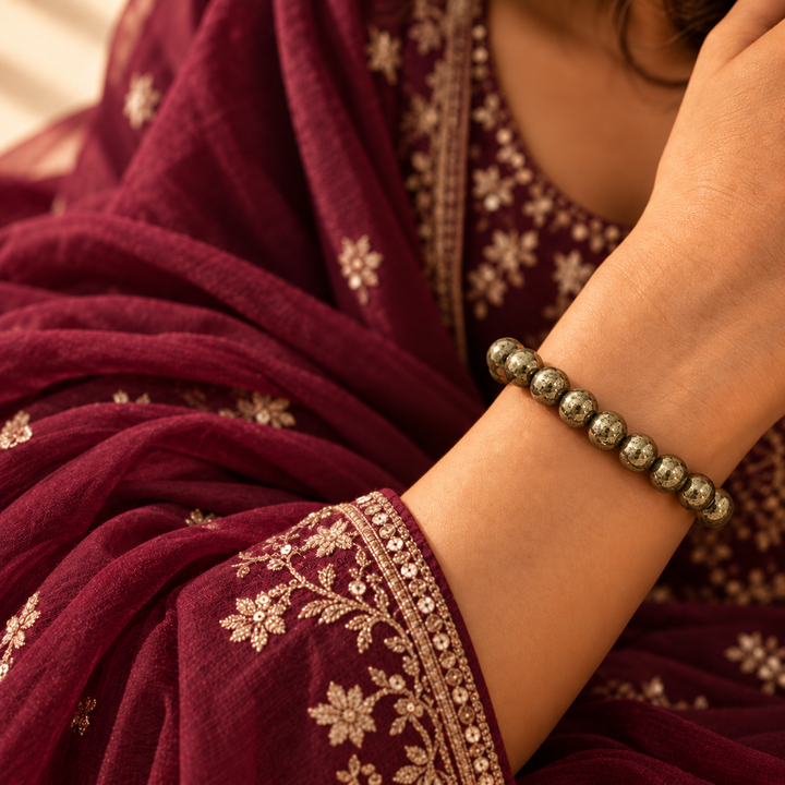 Pyrite Bracelet | Natural Money Magnet Crystal | Lab Certified