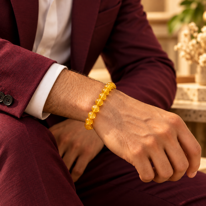 Natural Citrine Crystal Bracelet | Lab Certified