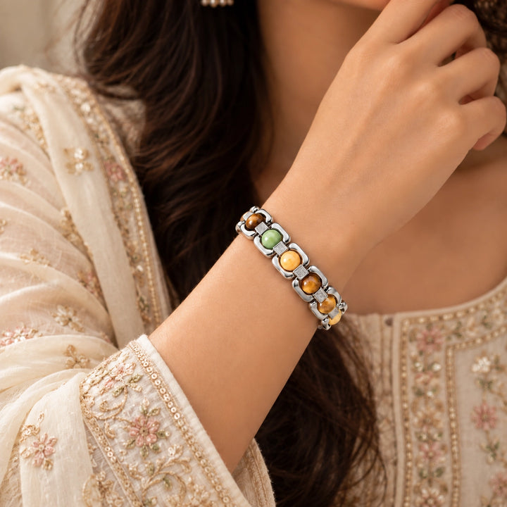 Dhan Yog Metal Bracelet (Silver) - Wealth &amp; Success Energy Band