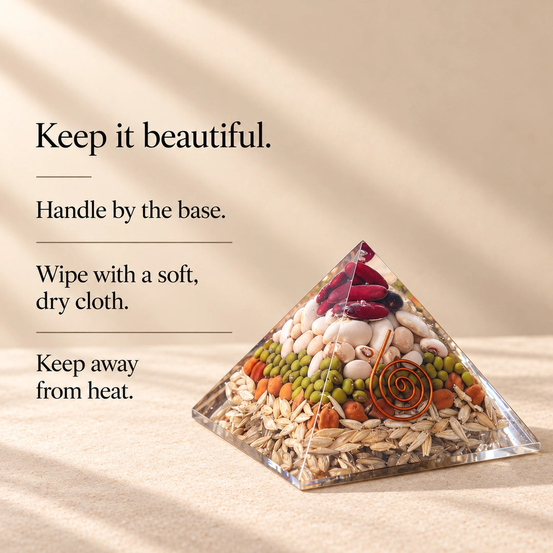 Annapurna Vastu Crystal Pyramid with Navdanya | Home decor for Food &amp; Family Abundance