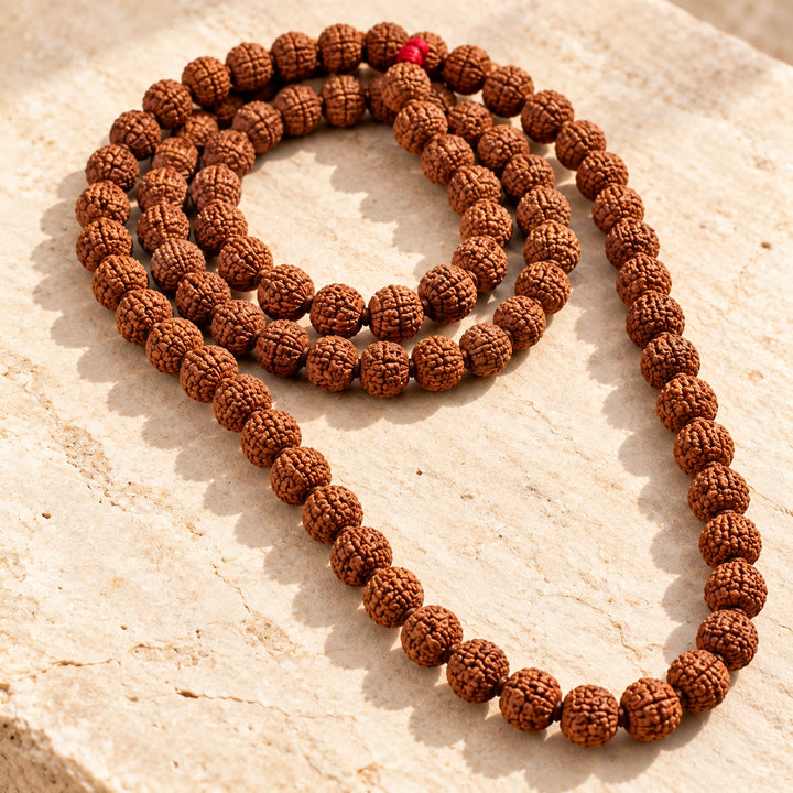 7 Mukhi Rudraksha 108 Beads Mala (Saat Mukhi) - 10-12 mm | Lab Certified