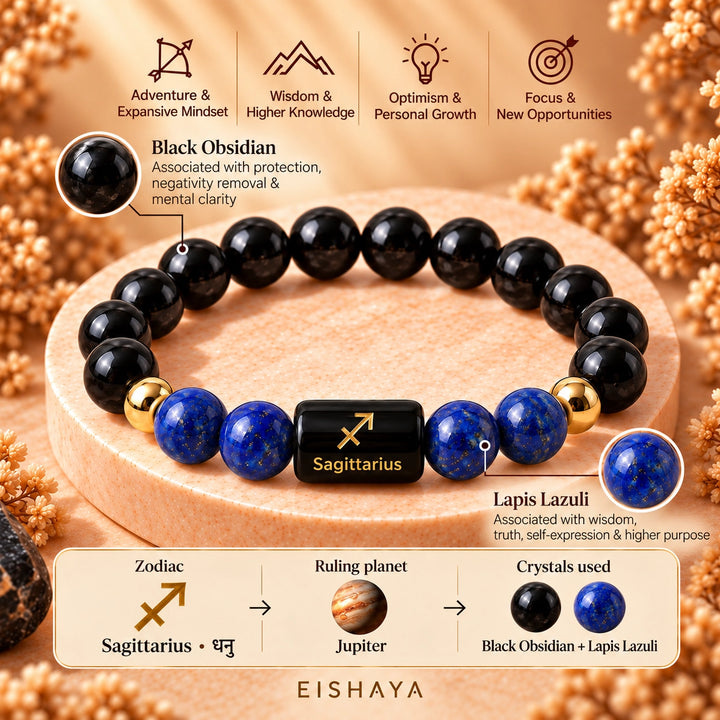 Sagittarius (Dhanu Rashi) Bracelet | Zodiac Crystal | Lab Certified