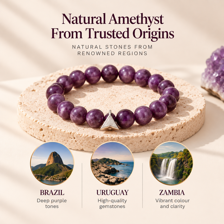 Natural Amethyst Crystal Bracelet | Lab Certified