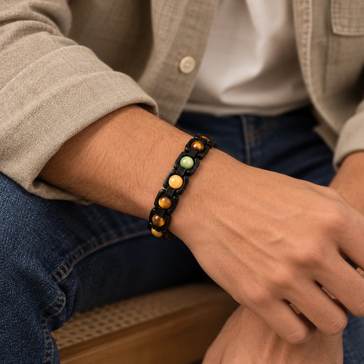 Dhan Yog Metal Bracelet (Black) - Protection &amp; Prosperity Band