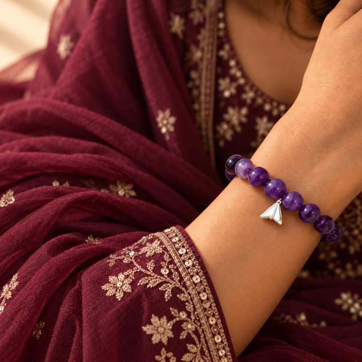 Natural Amethyst Crystal Bracelet | Lab Certified