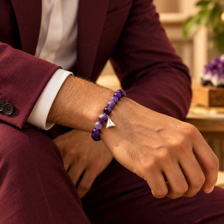 Natural Amethyst Crystal Bracelet | Lab Certified