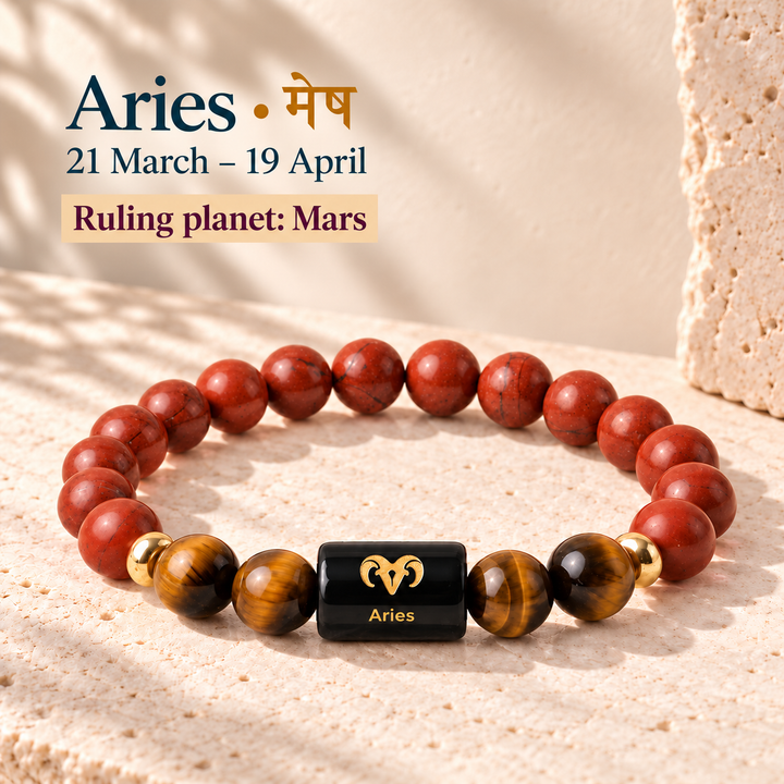 Aries (Mesh Rashi) Bracelet | Zodiac Crystal | Lab Certified