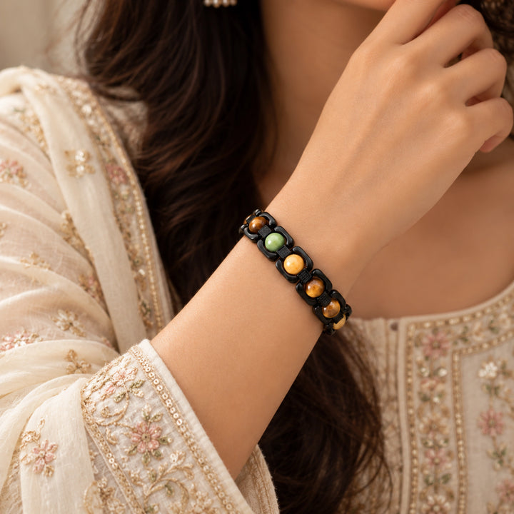 Dhan Yog Metal Bracelet (Black) - Protection &amp; Prosperity Band