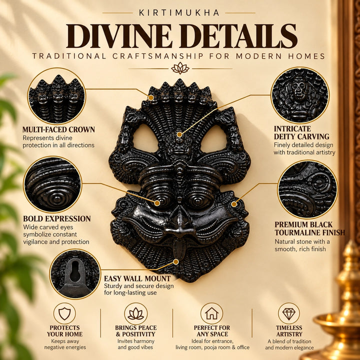 Kirtimukha Black Tourmaline Wall Hanging for Home &amp; Office