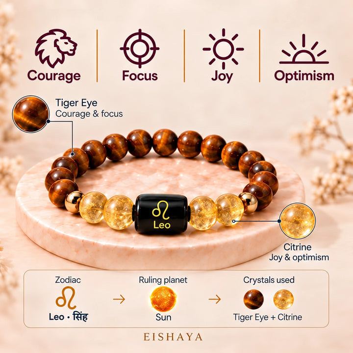 Leo (Singh Rashi) Bracelet | Zodiac Crystal | Lab Certified