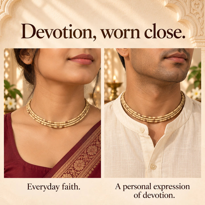 Original Triple Layer Tulsi Mala | Basil Wood Vrindavan Kanthi Choker