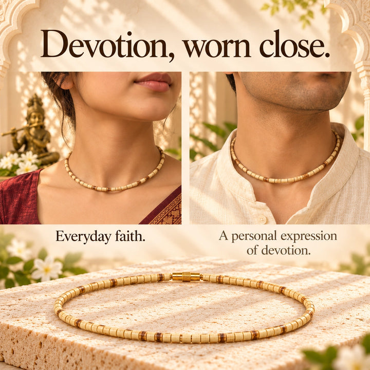 Original Tulsi Kanthi Mala (Single Layer) | Vrindavan Wood Necklace for Daily Wear